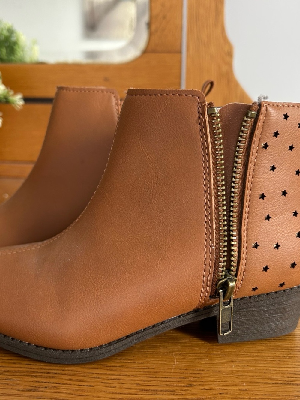 Joe Fresh Brown Kids Ankle Boots with Star Perforation